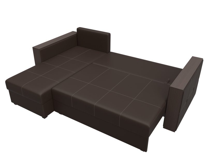 Диван угловой Валенсия Лайт левый угол, Экокожа, Коричневый