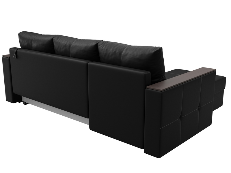 Диван угловой Валенсия Лайт левый угол, Экокожа, Черный