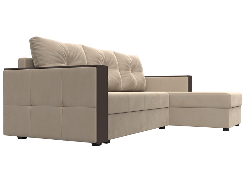 Диван угловой Валенсия Лайт правый угол, Велюр, SEVEN 729 бежевый