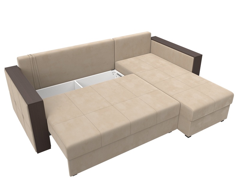 Диван угловой Валенсия Лайт правый угол, Велюр, SEVEN 729 бежевый