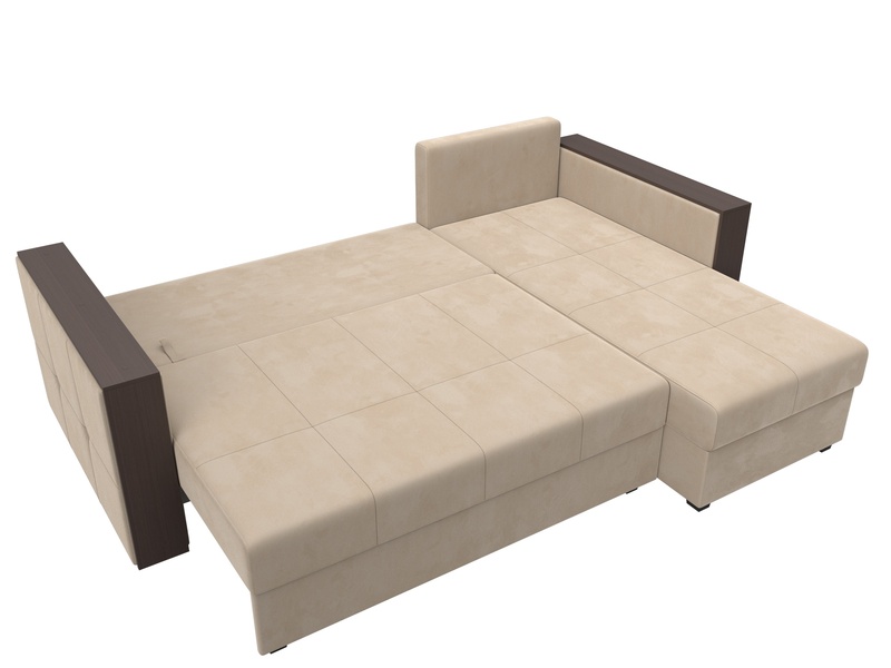 Диван угловой Валенсия Лайт правый угол, Велюр, SEVEN 729 бежевый