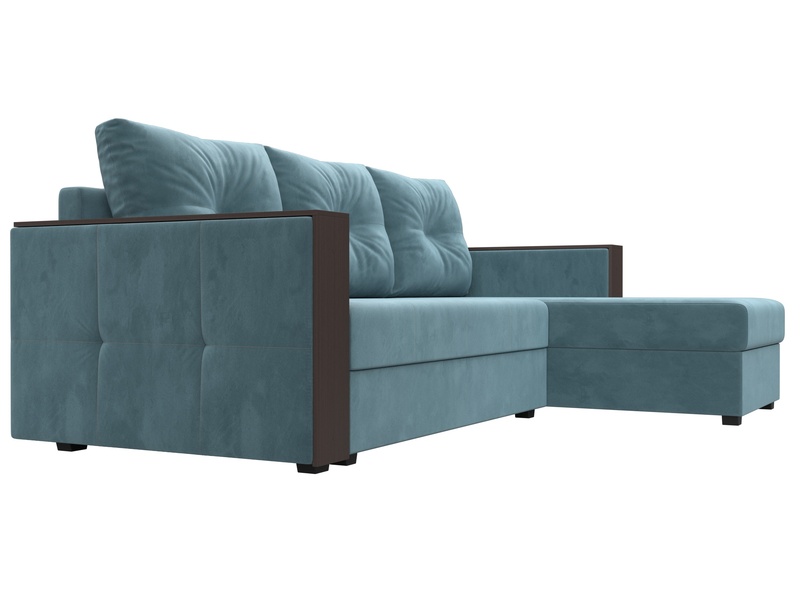 Диван угловой Валенсия Лайт правый угол, Велюр, SEVEN 113 бирюзовый