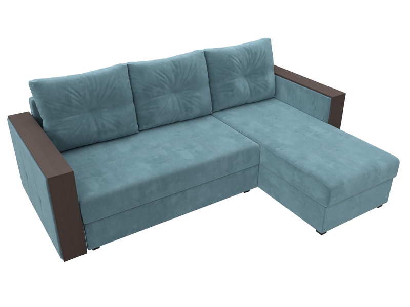 Диван угловой Валенсия Лайт правый угол, Велюр, SEVEN 113 бирюзовый
