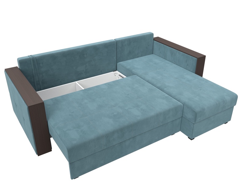 Диван угловой Валенсия Лайт правый угол, Велюр, SEVEN 113 бирюзовый