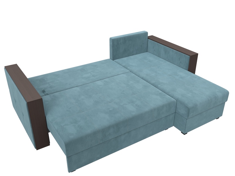 Диван угловой Валенсия Лайт правый угол, Велюр, SEVEN 113 бирюзовый