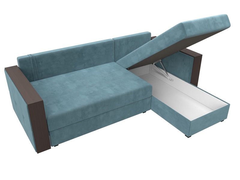 Диван угловой Валенсия Лайт правый угол, Велюр, SEVEN 113 бирюзовый