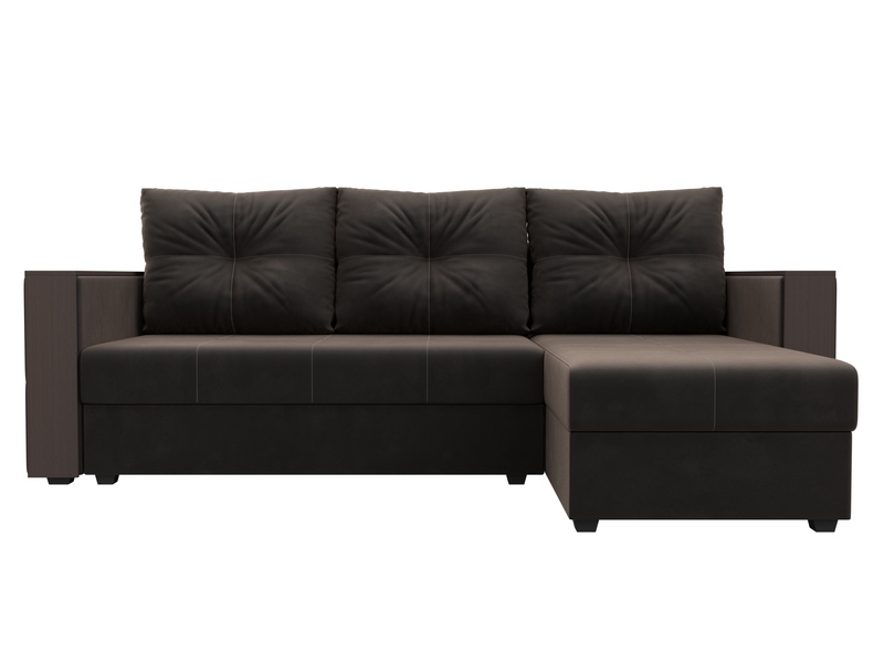 Диван угловой Валенсия Лайт правый угол, Велюр, SEVEN 727 коричневый