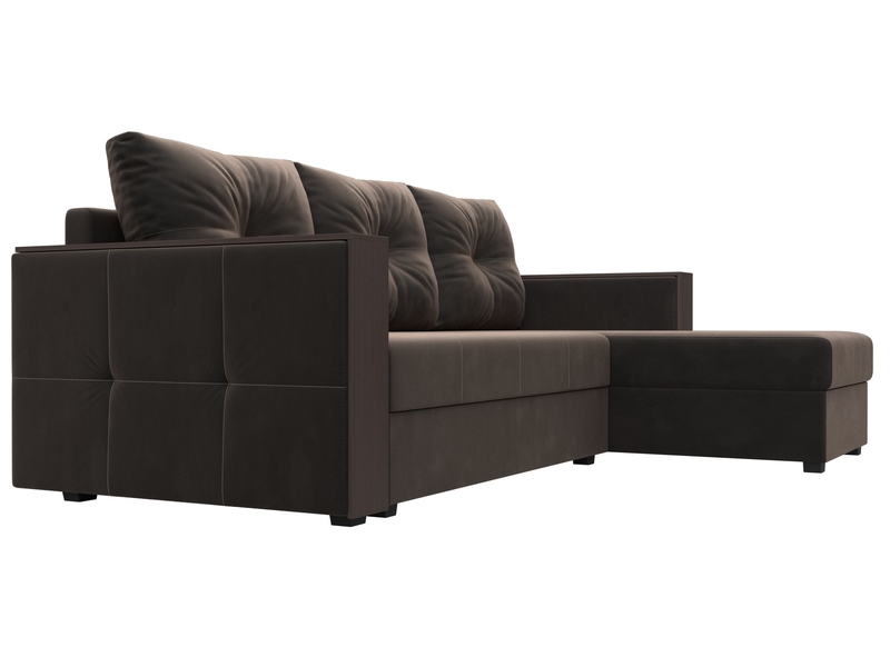 Диван угловой Валенсия Лайт правый угол, Велюр, SEVEN 727 коричневый