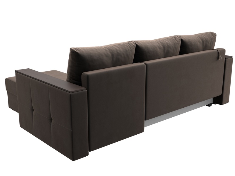Диван угловой Валенсия Лайт правый угол, Велюр, SEVEN 727 коричневый