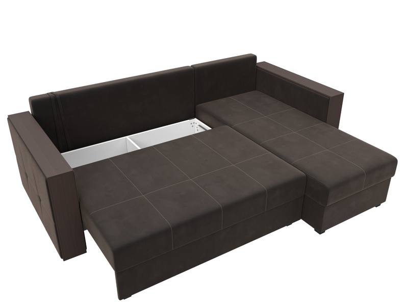 Диван угловой Валенсия Лайт правый угол, Велюр, SEVEN 727 коричневый