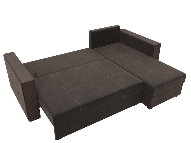 Диван угловой Валенсия Лайт правый угол, Велюр, SEVEN 727 коричневый