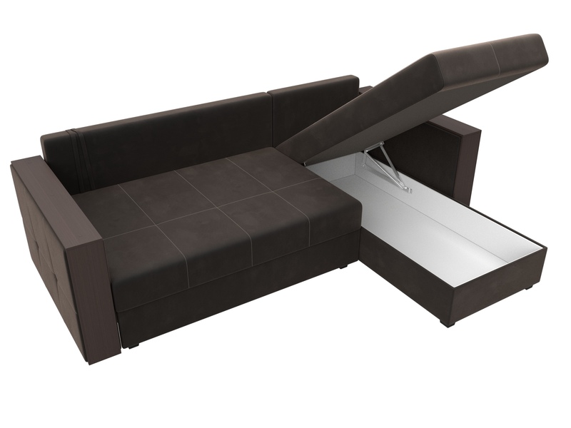 Диван угловой Валенсия Лайт правый угол, Велюр, SEVEN 727 коричневый