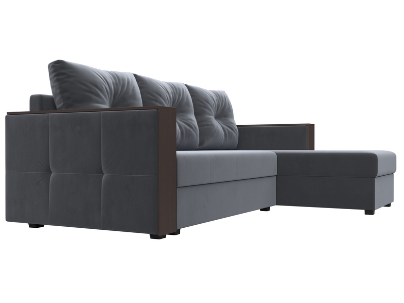 Диван угловой Валенсия Лайт правый угол, Велюр, SEVEN 17 серый