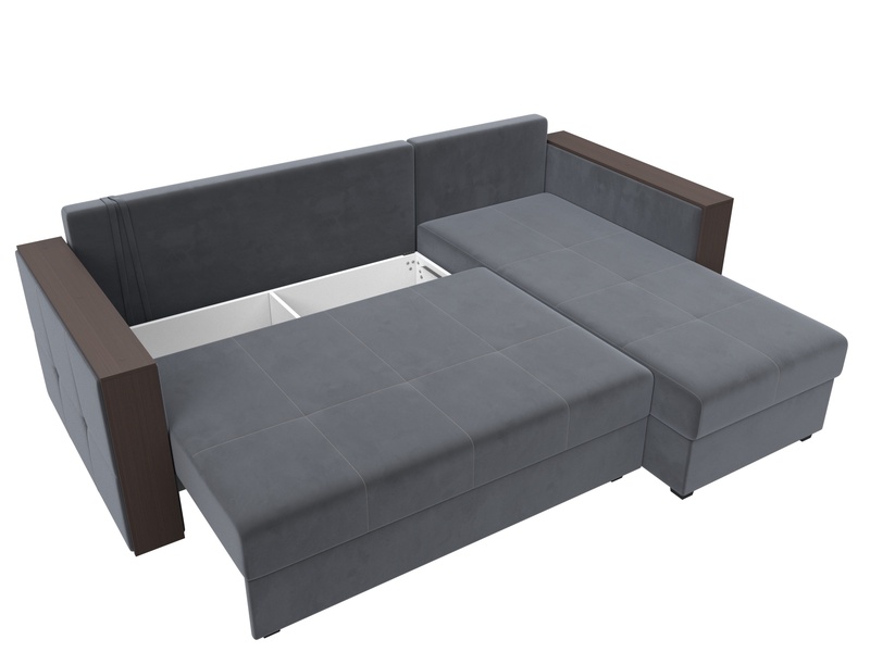 Диван угловой Валенсия Лайт правый угол, Велюр, SEVEN 17 серый