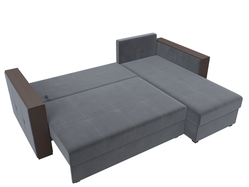 Диван угловой Валенсия Лайт правый угол, Велюр, SEVEN 17 серый