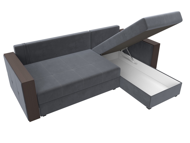 Диван угловой Валенсия Лайт правый угол, Велюр, SEVEN 17 серый