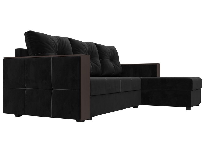 Диван угловой Валенсия Лайт правый угол, Велюр, SEVEN 35 черный