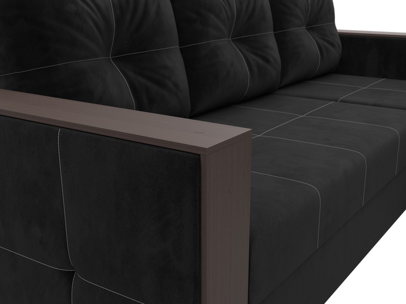 Диван угловой Валенсия Лайт правый угол, Велюр, SEVEN 35 черный