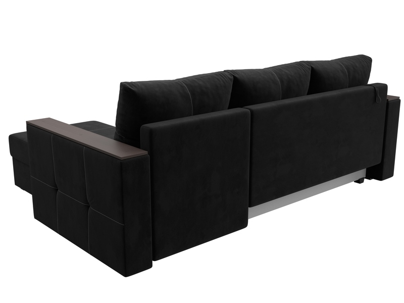 Диван угловой Валенсия Лайт правый угол, Велюр, SEVEN 35 черный