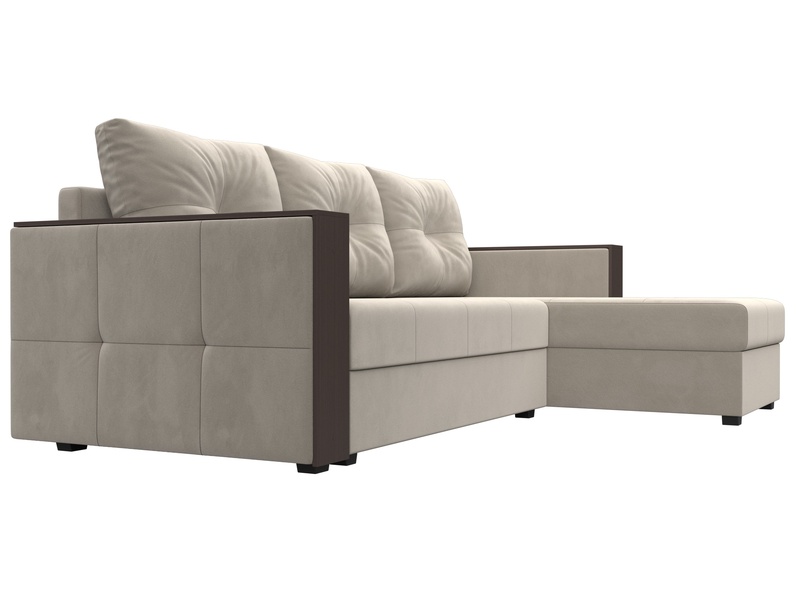 Диван угловой Валенсия Лайт правый угол, Микровельвет, Бежевый