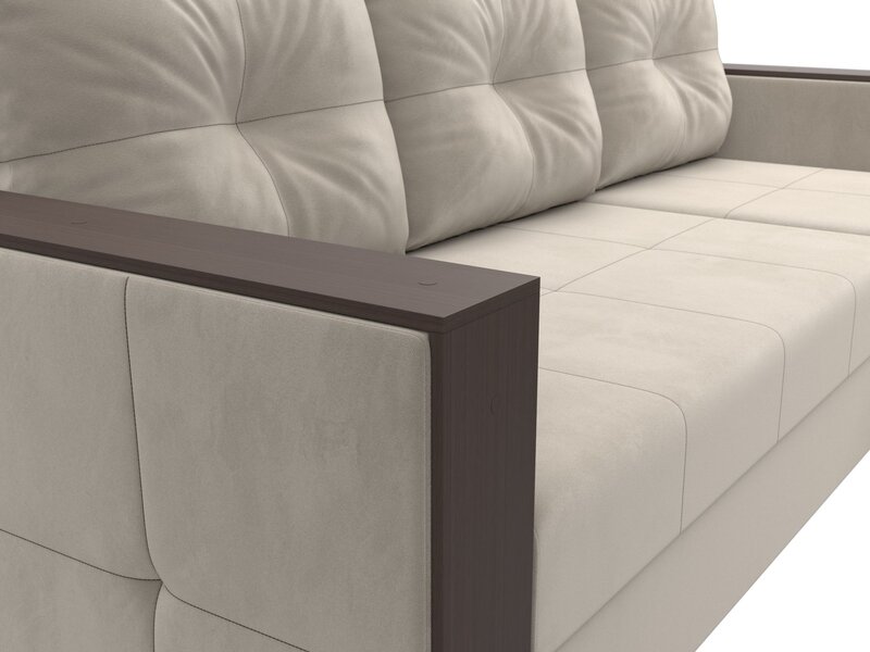 Диван угловой Валенсия Лайт правый угол, Микровельвет, Бежевый