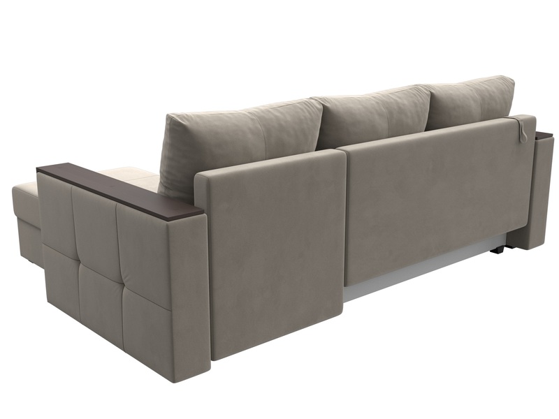 Диван угловой Валенсия Лайт правый угол, Микровельвет, Бежевый