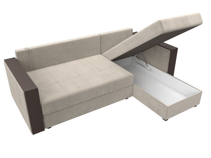 Диван угловой Валенсия Лайт правый угол, Микровельвет, Бежевый