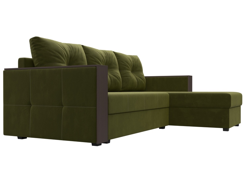 Диван угловой Валенсия Лайт правый угол, Микровельвет, Зеленый