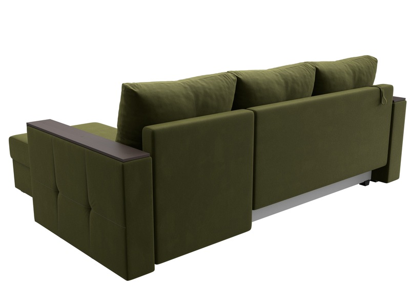 Диван угловой Валенсия Лайт правый угол, Микровельвет, Зеленый