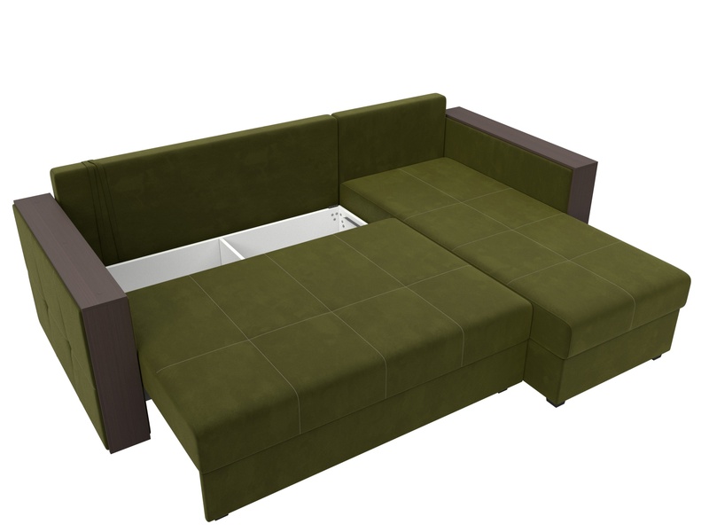 Диван угловой Валенсия Лайт правый угол, Микровельвет, Зеленый