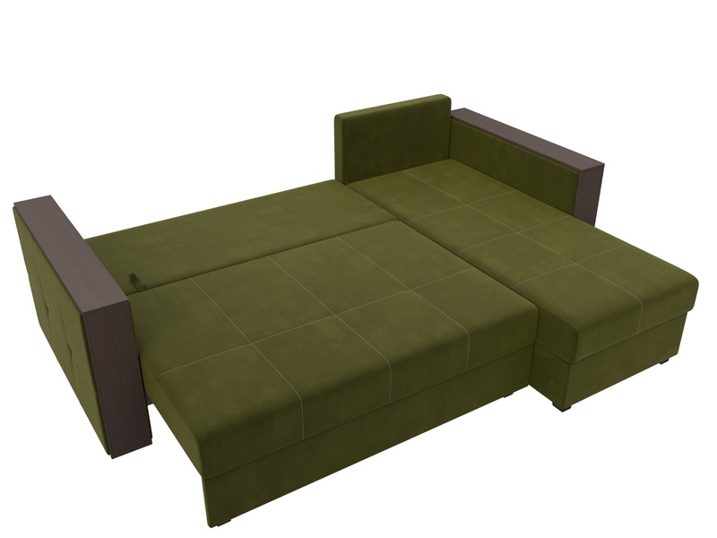 Диван угловой Валенсия Лайт правый угол, Микровельвет, Зеленый