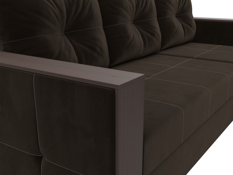 Диван угловой Валенсия Лайт правый угол, Микровельвет, Коричневый