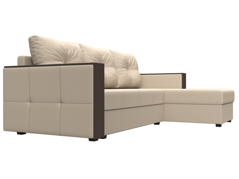 Диван угловой Валенсия Лайт правый угол, Экокожа, Бежевый