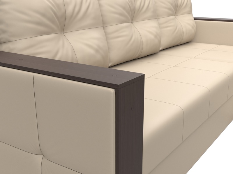 Диван угловой Валенсия Лайт правый угол, Экокожа, Бежевый