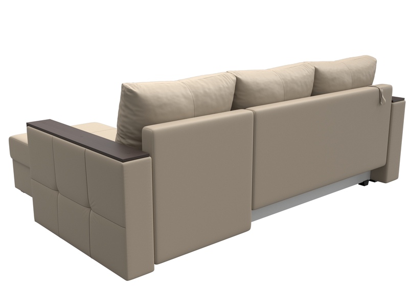 Диван угловой Валенсия Лайт правый угол, Экокожа, Бежевый