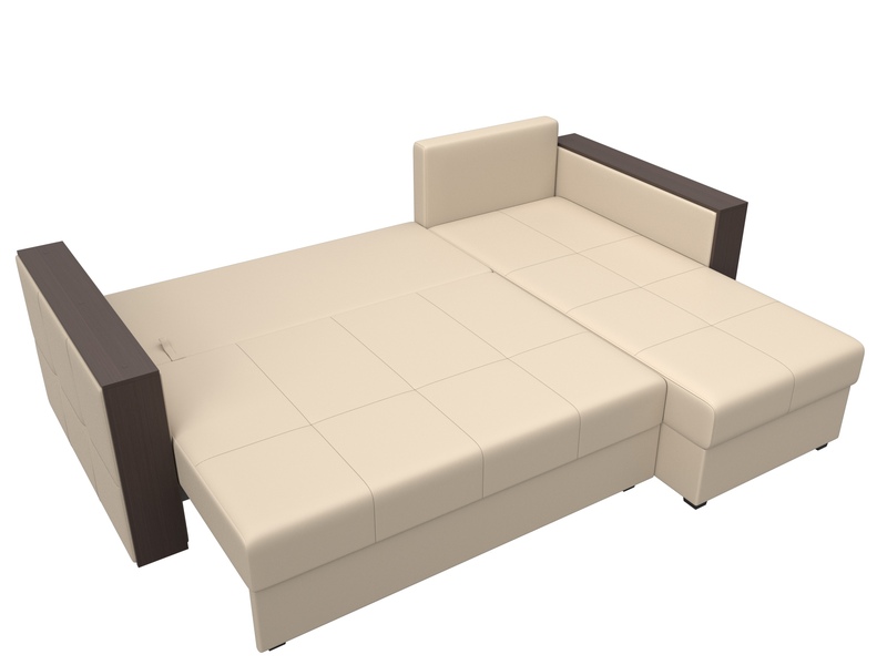 Диван угловой Валенсия Лайт правый угол, Экокожа, Бежевый