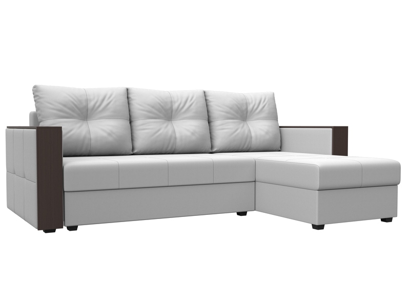 Диван угловой Валенсия Лайт правый угол, Экокожа, Белый
