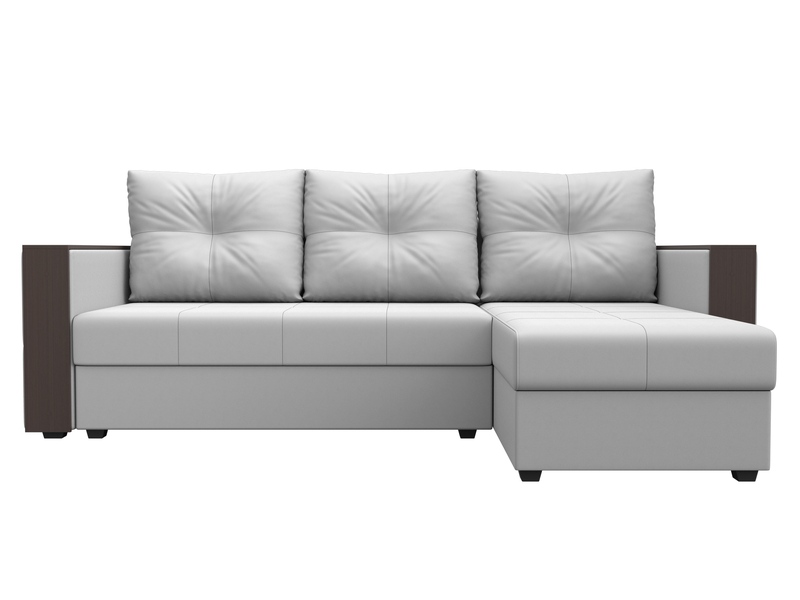 Диван угловой Валенсия Лайт правый угол, Экокожа, Белый