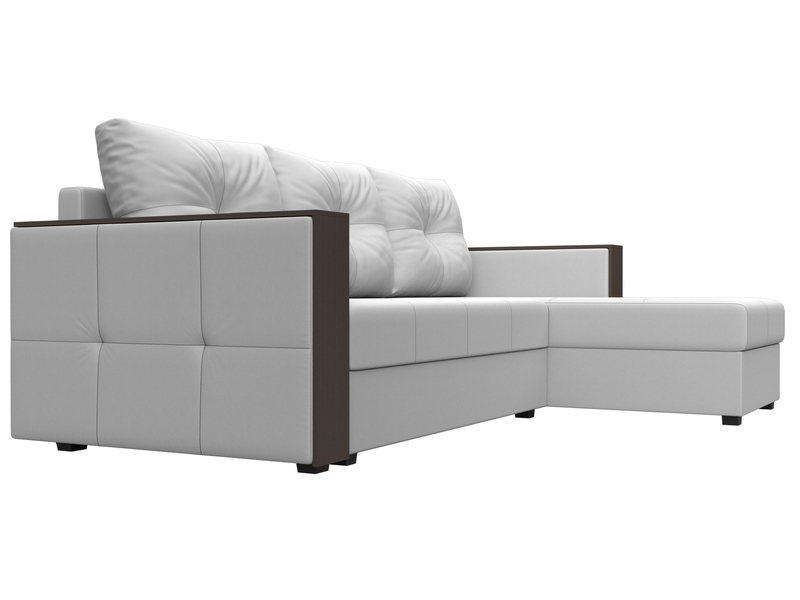 Диван угловой Валенсия Лайт правый угол, Экокожа, Белый