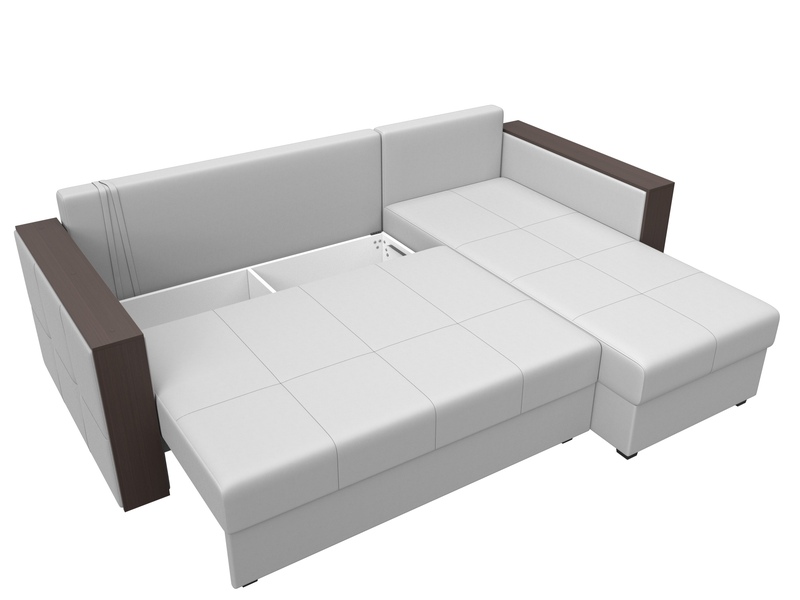 Диван угловой Валенсия Лайт правый угол, Экокожа, Белый