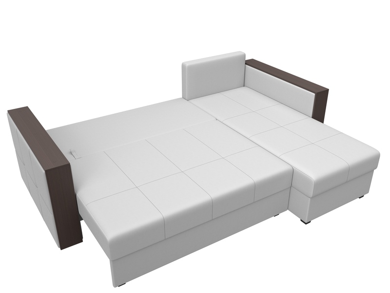 Диван угловой Валенсия Лайт правый угол, Экокожа, Белый