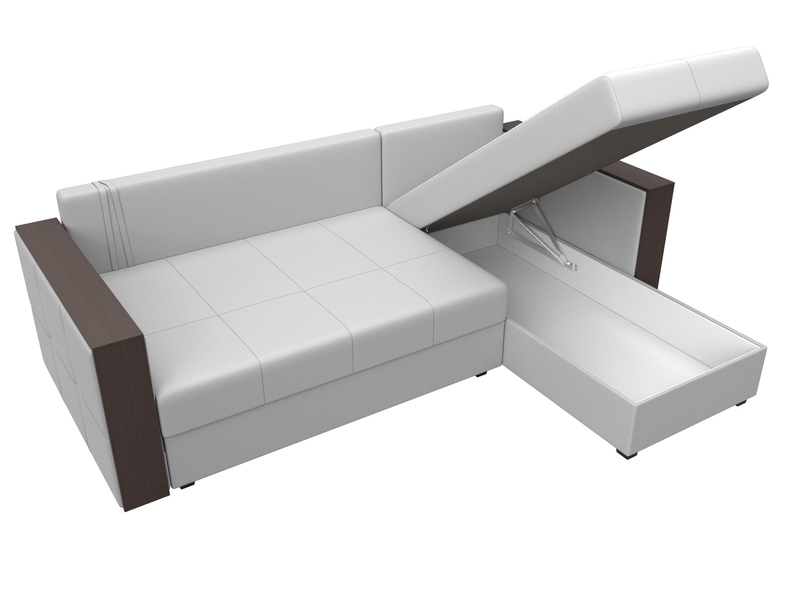Диван угловой Валенсия Лайт правый угол, Экокожа, Белый