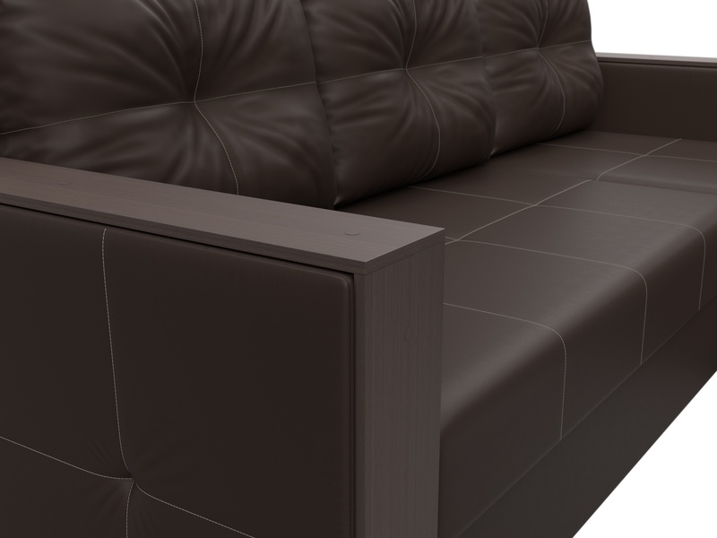 Диван угловой Валенсия Лайт правый угол, Экокожа, Коричневый