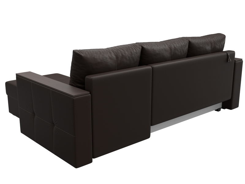 Диван угловой Валенсия Лайт правый угол, Экокожа, Коричневый