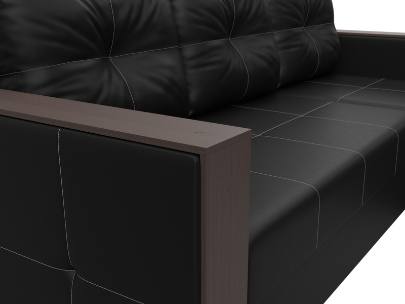 Диван угловой Валенсия Лайт правый угол, Экокожа, Черный