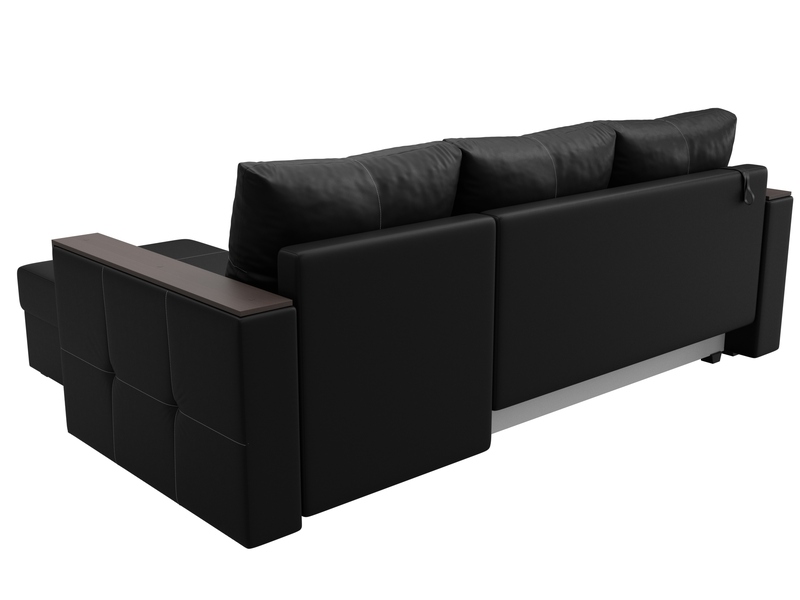 Диван угловой Валенсия Лайт правый угол, Экокожа, Черный