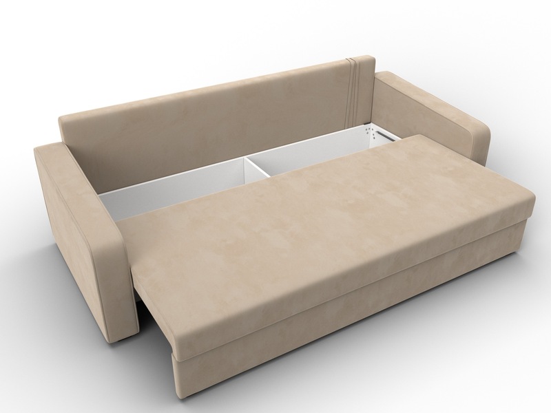 Диван прямой Лига-009, Велюр, SEVEN 729 бежевый