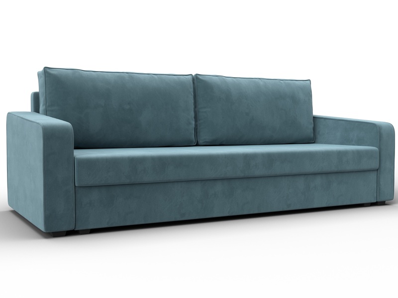 Диван прямой Лига-009, Велюр, SEVEN 113 бирюзовый