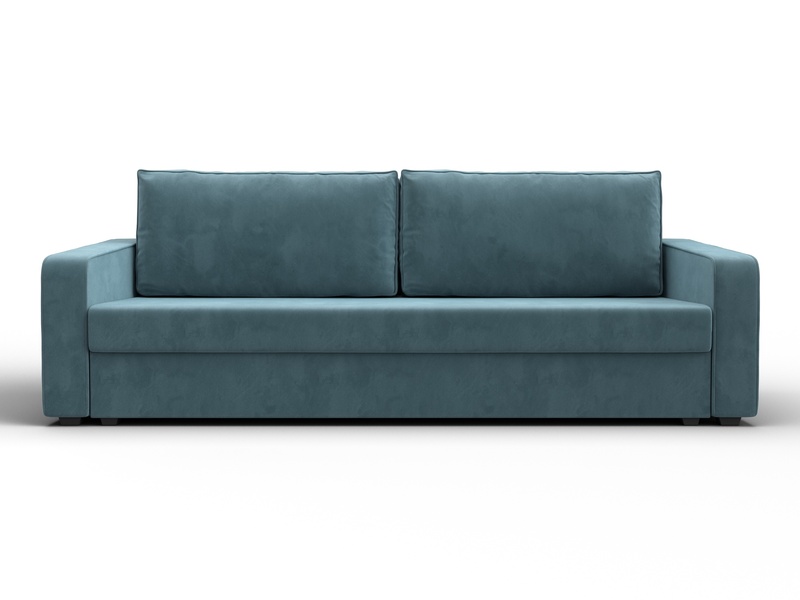 Диван прямой Лига-009, Велюр, SEVEN 113 бирюзовый