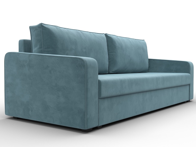 Диван прямой Лига-009, Велюр, SEVEN 113 бирюзовый